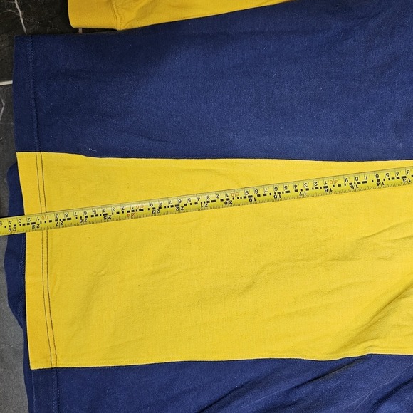 Vtg. Mirage Michigan XL Long Striped Polo Sleeve Blue & Yellow Clean - Picture 6 of 11